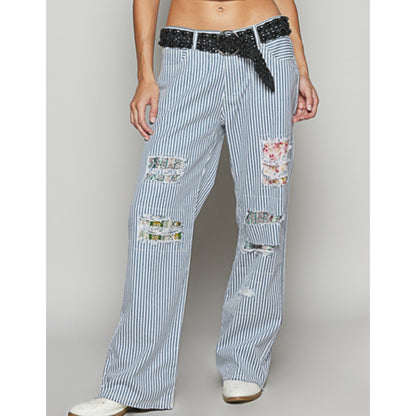 POL Clothing Striped Cotton Twill Pants