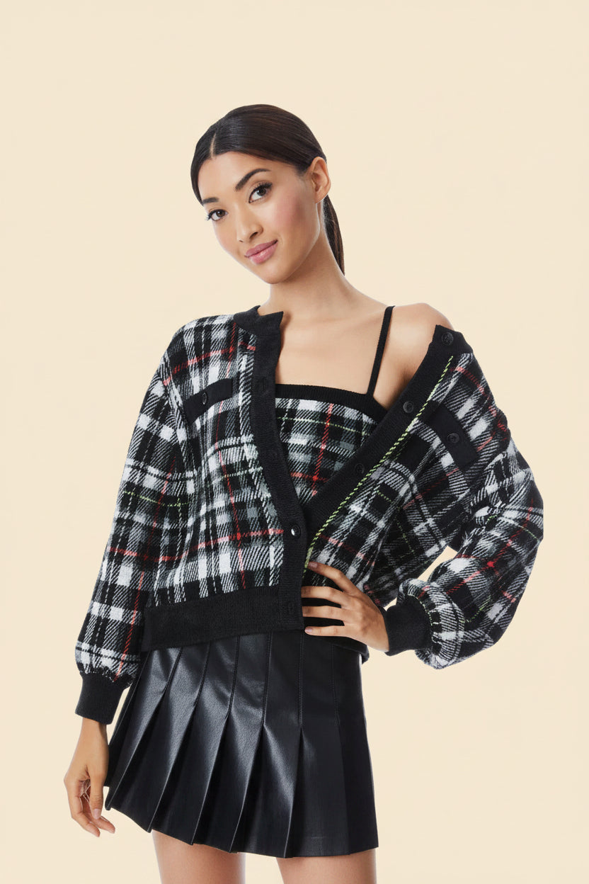 Alice + Olivia Verena Jacquard Textured Cardigan