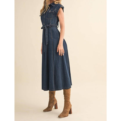 Kelsis Denim Midi Dress In Blue