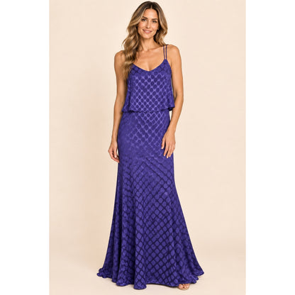 Halston Heritage Diamond Geo Print Tiered Maxi Dress