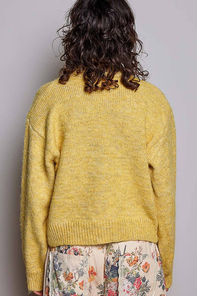 Pol Clothing - Chic Collar Button Knit Cardigan Cozy Oversized Sweater SALE