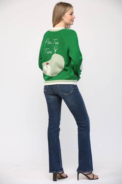 FATE GOLF EMBROIDERED PATCH CARDIGAN