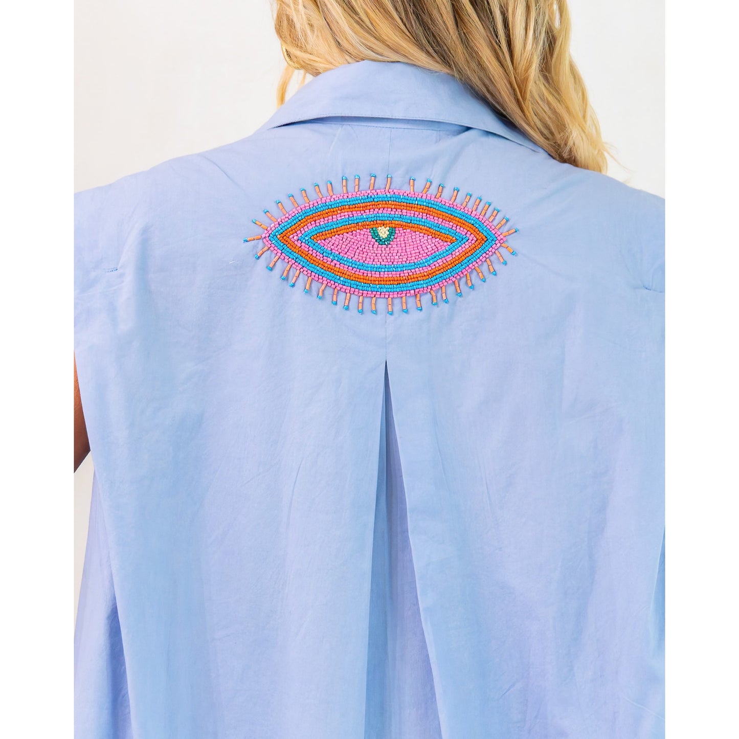 Gold & Silver Paris Evil Eye Blue Shorts Set