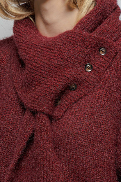 Urban Daizy Detachable Scarf Ribbed Knit Sweater Top