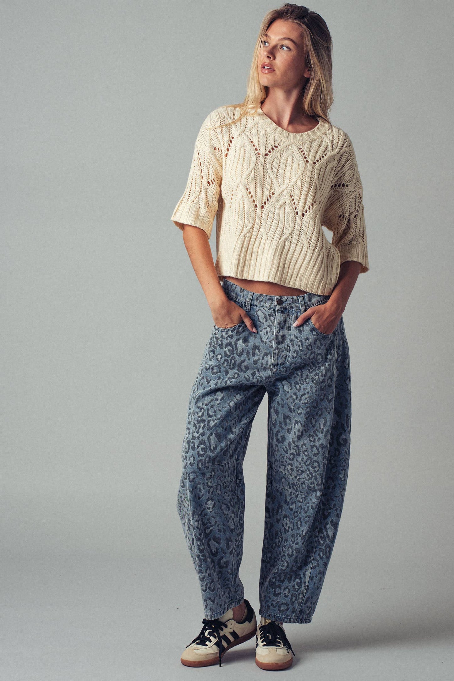 Urban Daizy Leopard Print Relaxed Straight Denim Pants