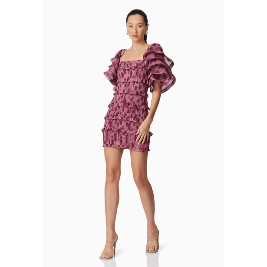 Elliatt Monica Ruffled Mini Dress in Purple