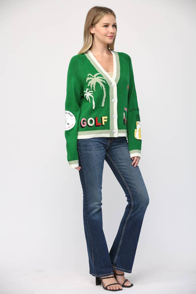 FATE GOLF EMBROIDERED PATCH CARDIGAN