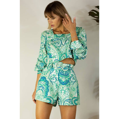 Mulla Paisley Crop Top and Shorts Set