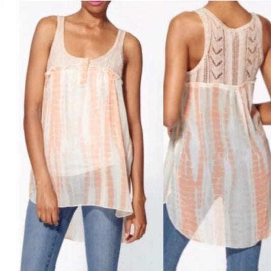 New Free People Susquehanna Crochet Tie Dye Tank Top