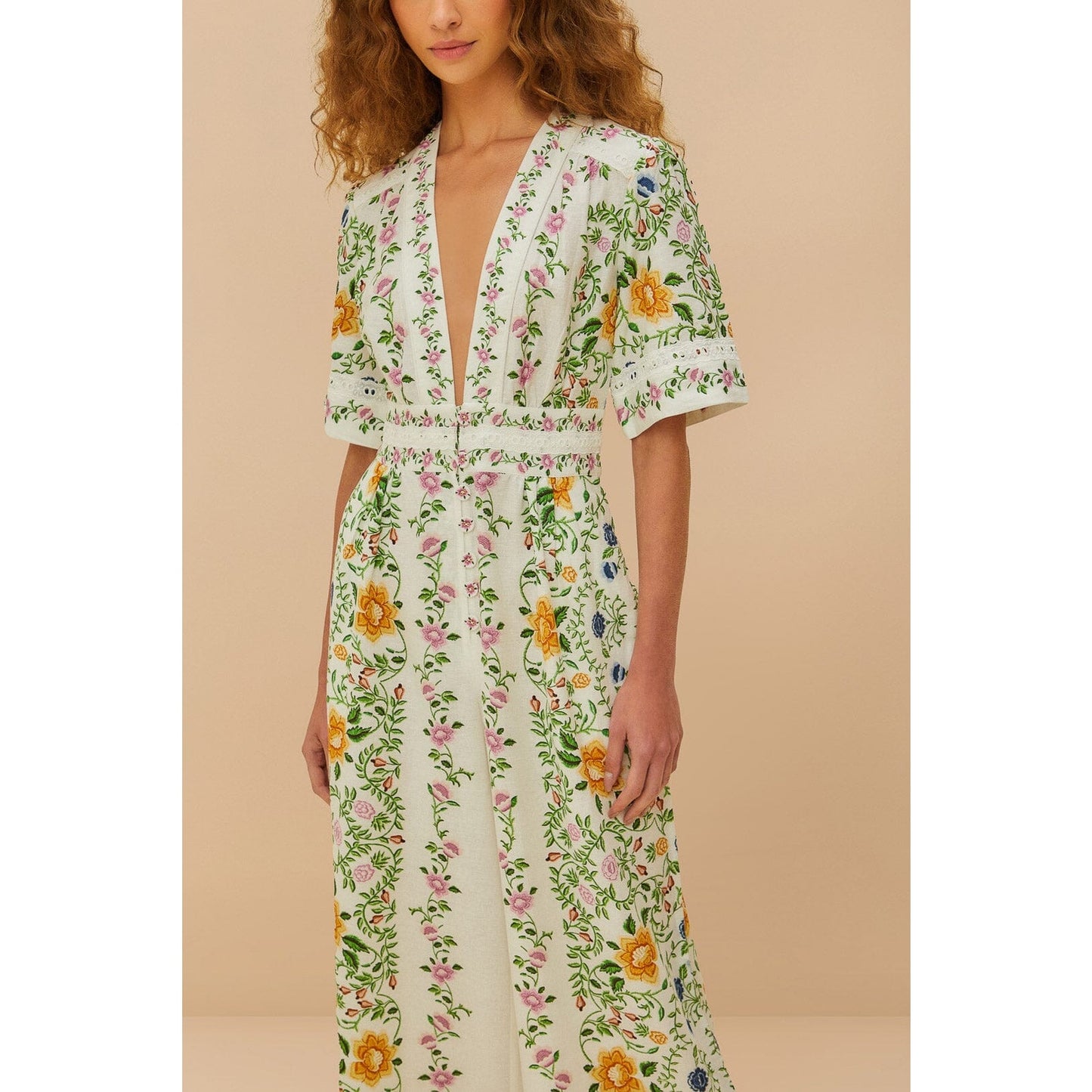 FARM Rio Off-White Folk Floral Lenzing™ Ecovero™ Euroflax™ Jumpsuit