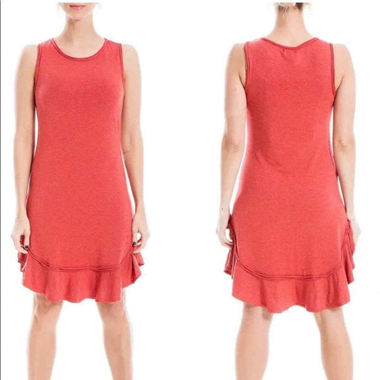 Max Studio Red Ruffled Sleeveless Mini Dress