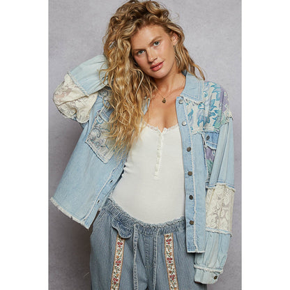 POL Denim Multi Patch Shacket