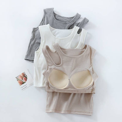 Rosa Clothing White Built-in-Bra Cropped Tank Top