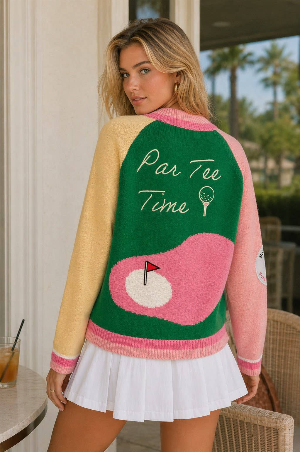 FATE - GOLF EMBROIDERED PATCH CARDIGAN