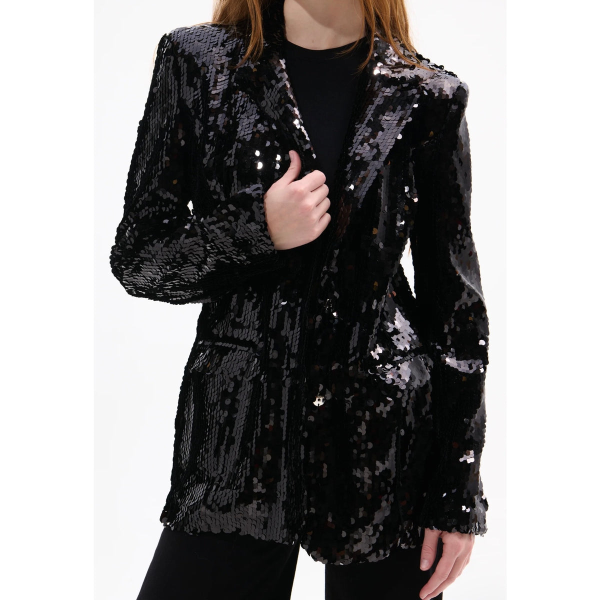 Azalea Wang Dubai Black Sequin Blazer