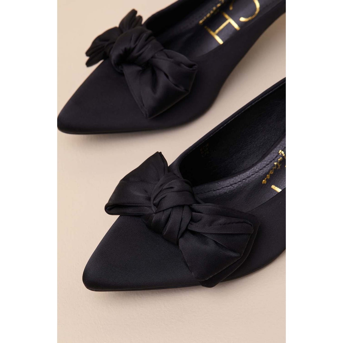Beach by Matisse Bow Black Satin Kitten Heel Mule Pumps