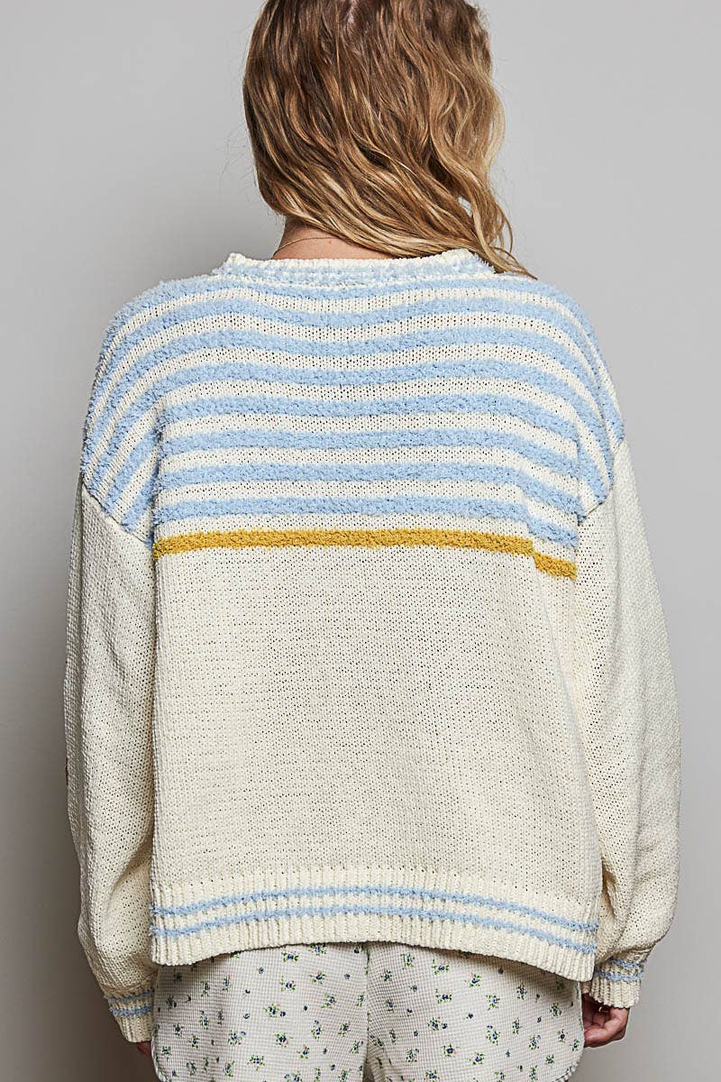 Pol Clothing 3D Embroidery Long Sleeve Cozy Pullover Berber Sweater