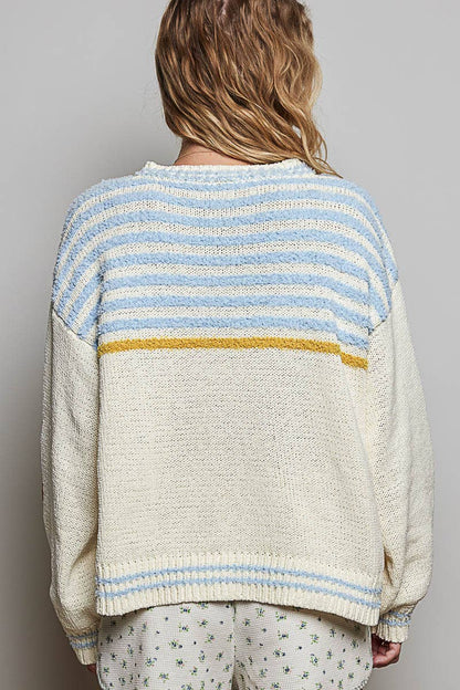 Pol Clothing 3D Embroidery Long Sleeve Cozy Pullover Berber Sweater
