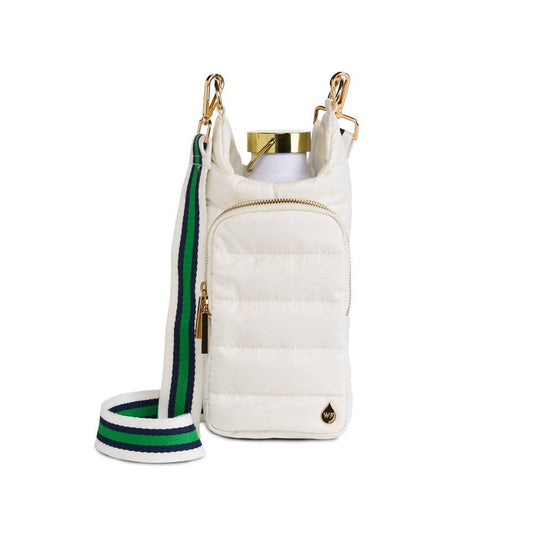 WanderFull - White Ripstop HydroBag with Green, White Navy Striped Strap