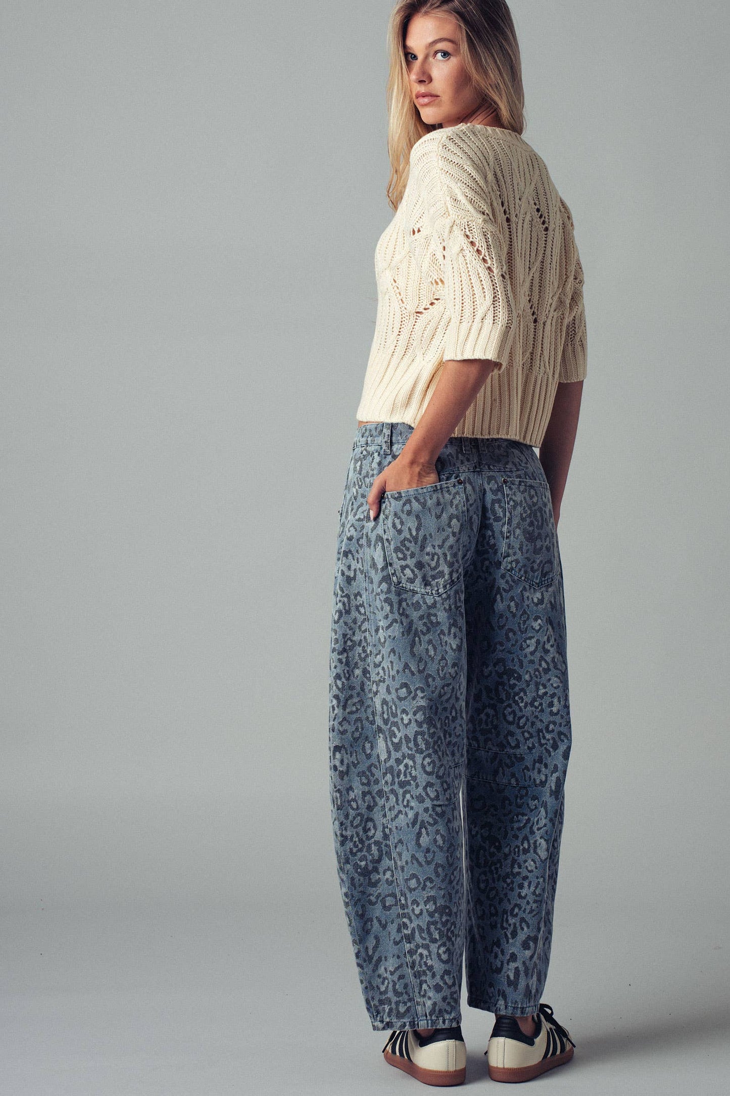 Urban Daizy Leopard Print Relaxed Straight Denim Pants