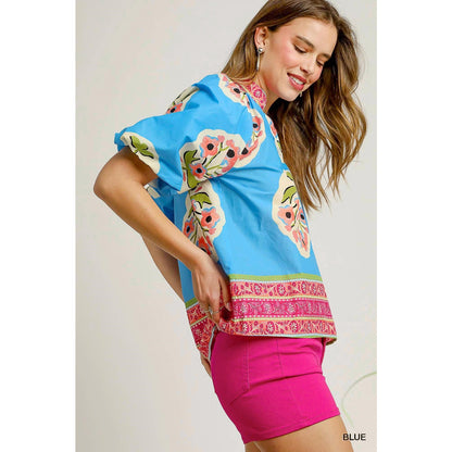 Umgee Boho-Chic Floral Print Blouse