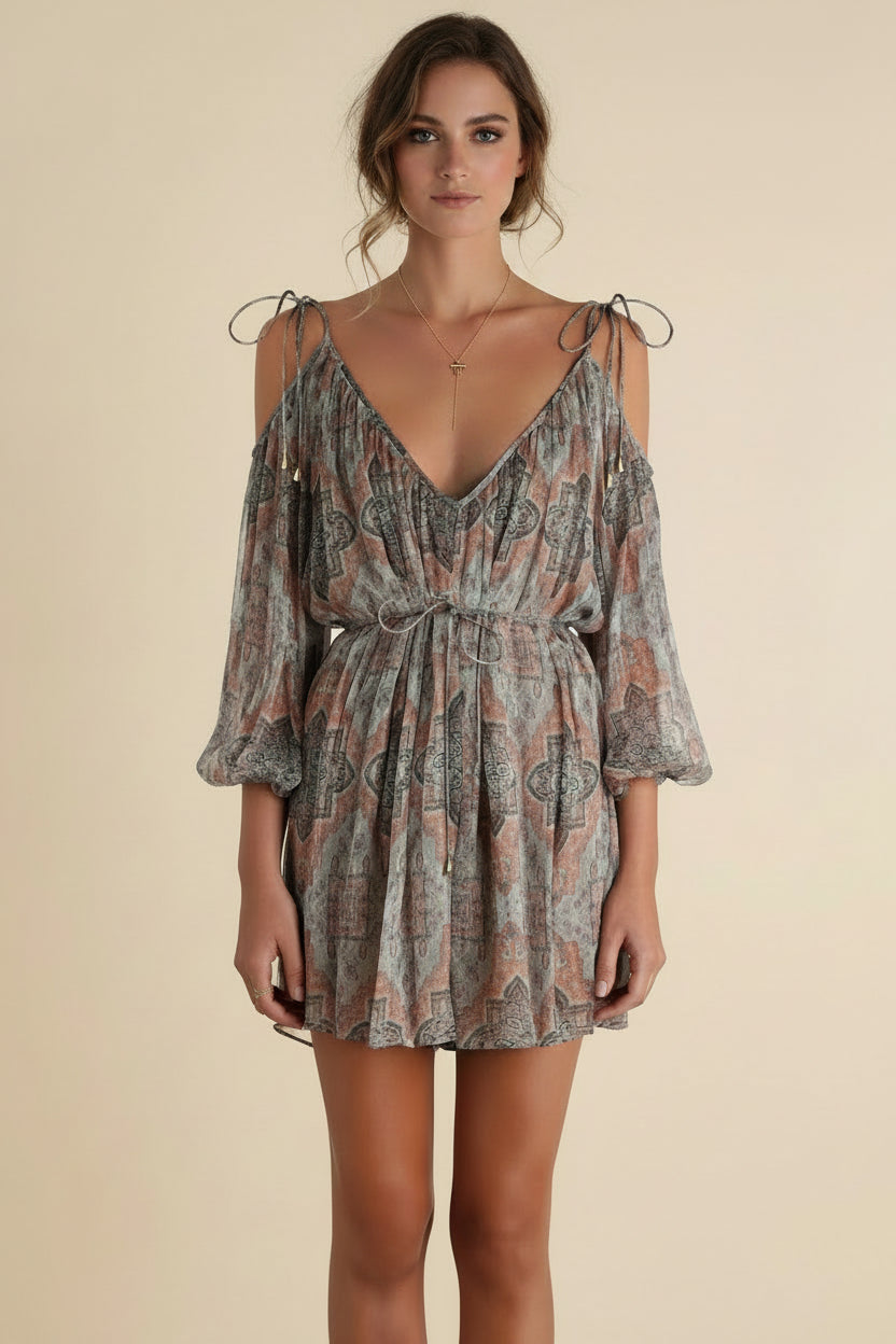 Zimmermann Harlequin Heriz Crinkle-Print Playsuit