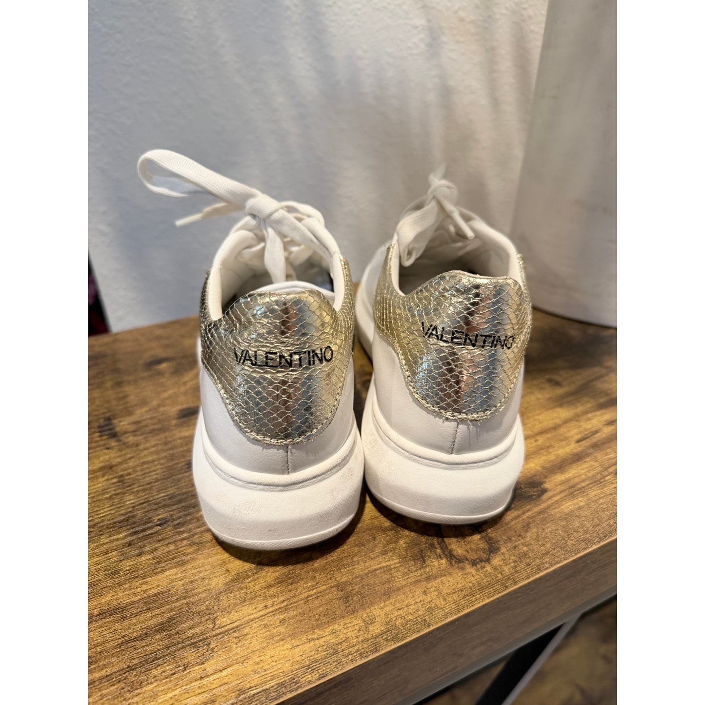 Valentino White Leather Women's Sneakers, Size 8.5