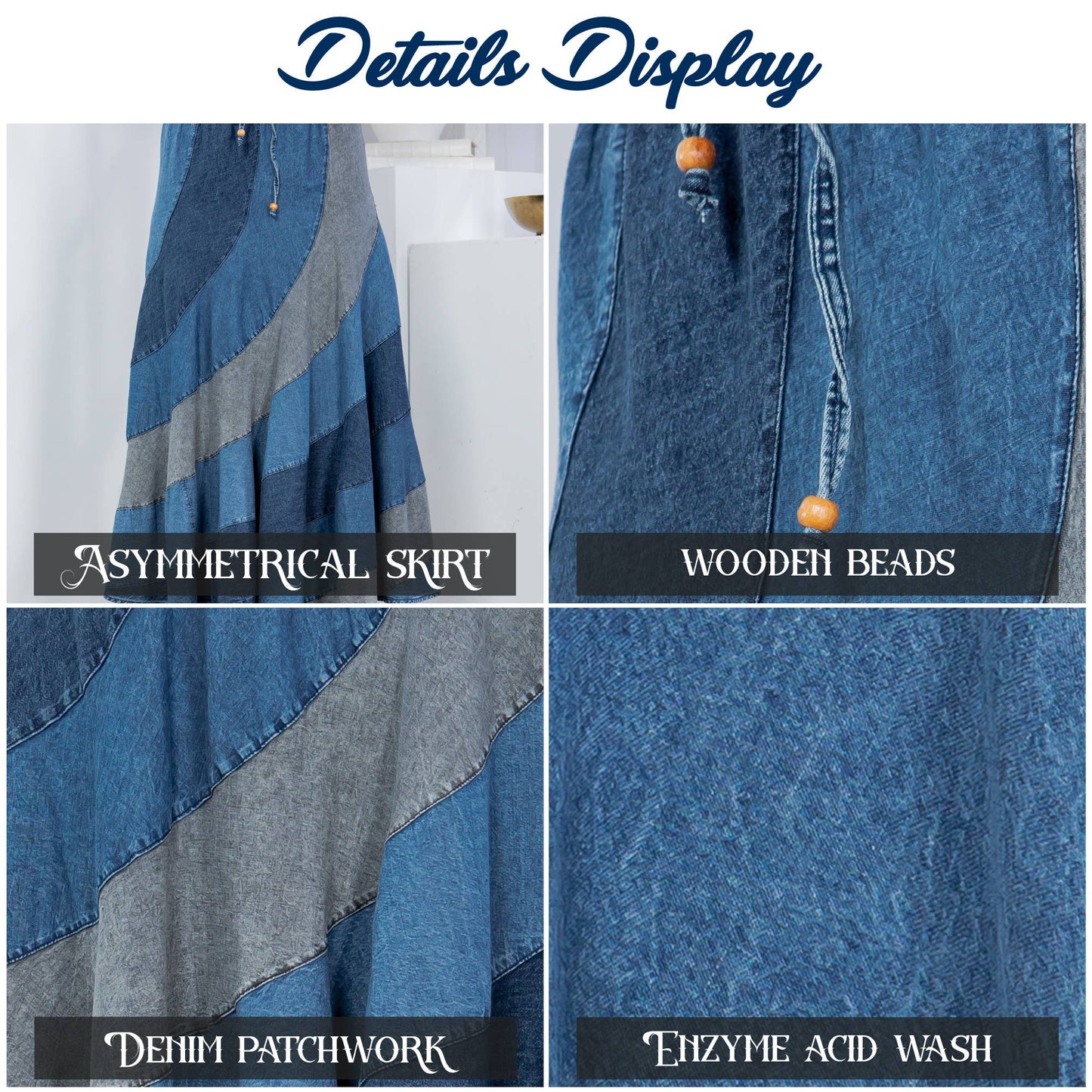 Young Threads Mid-Length Denim Skirt With Asymmetrical Panels