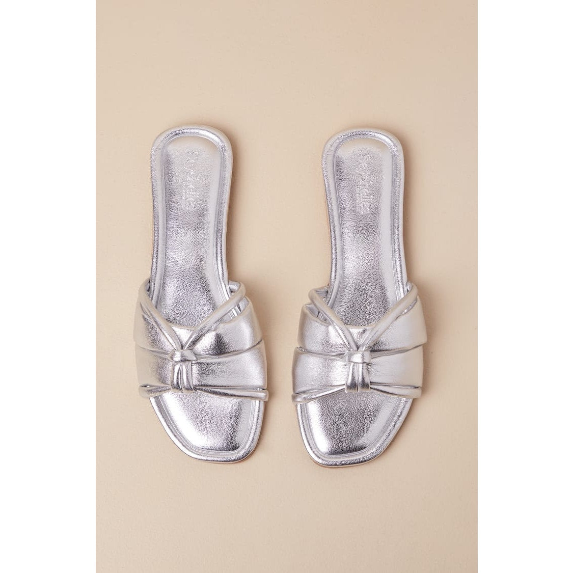 Seychelles Shades of Cool Silver Metallic Knotted Flat Slide Sandals