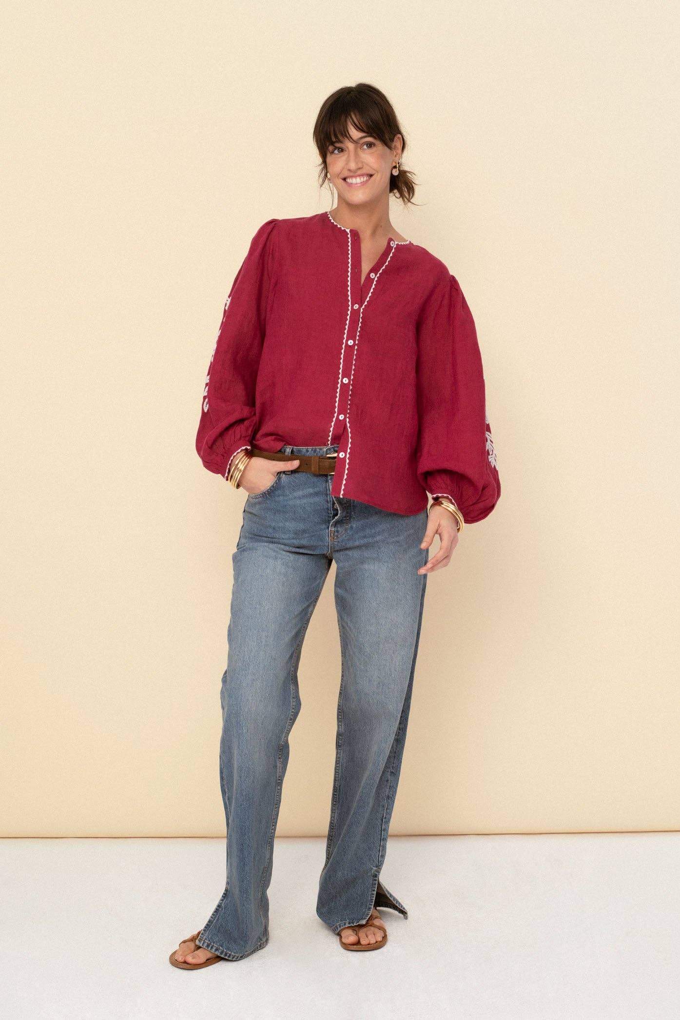 Leonor Blouse in Cherry