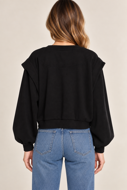 Farm Rio Black "Warm Welcome" Graphic Print Crew Neck Sweatshirt
