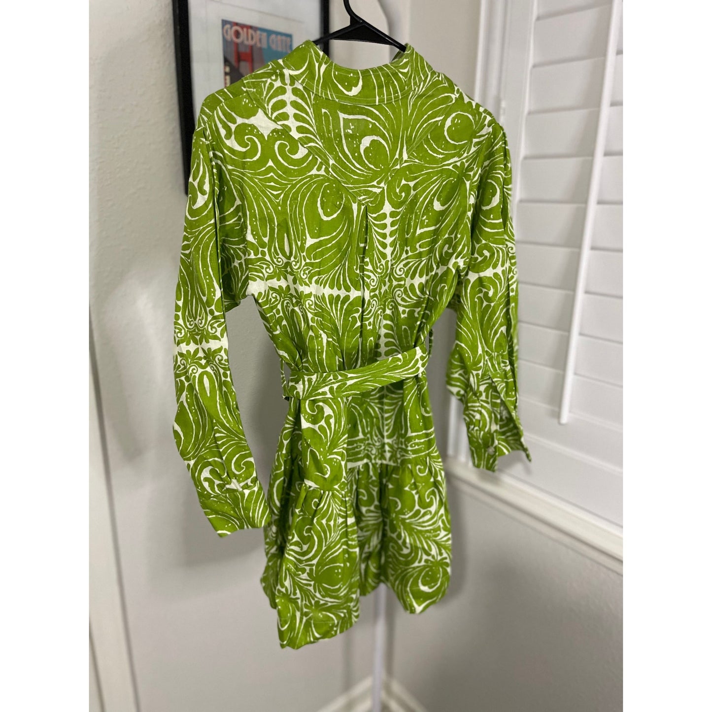 Sarawati Print Mini Dress in Lime Azulejo