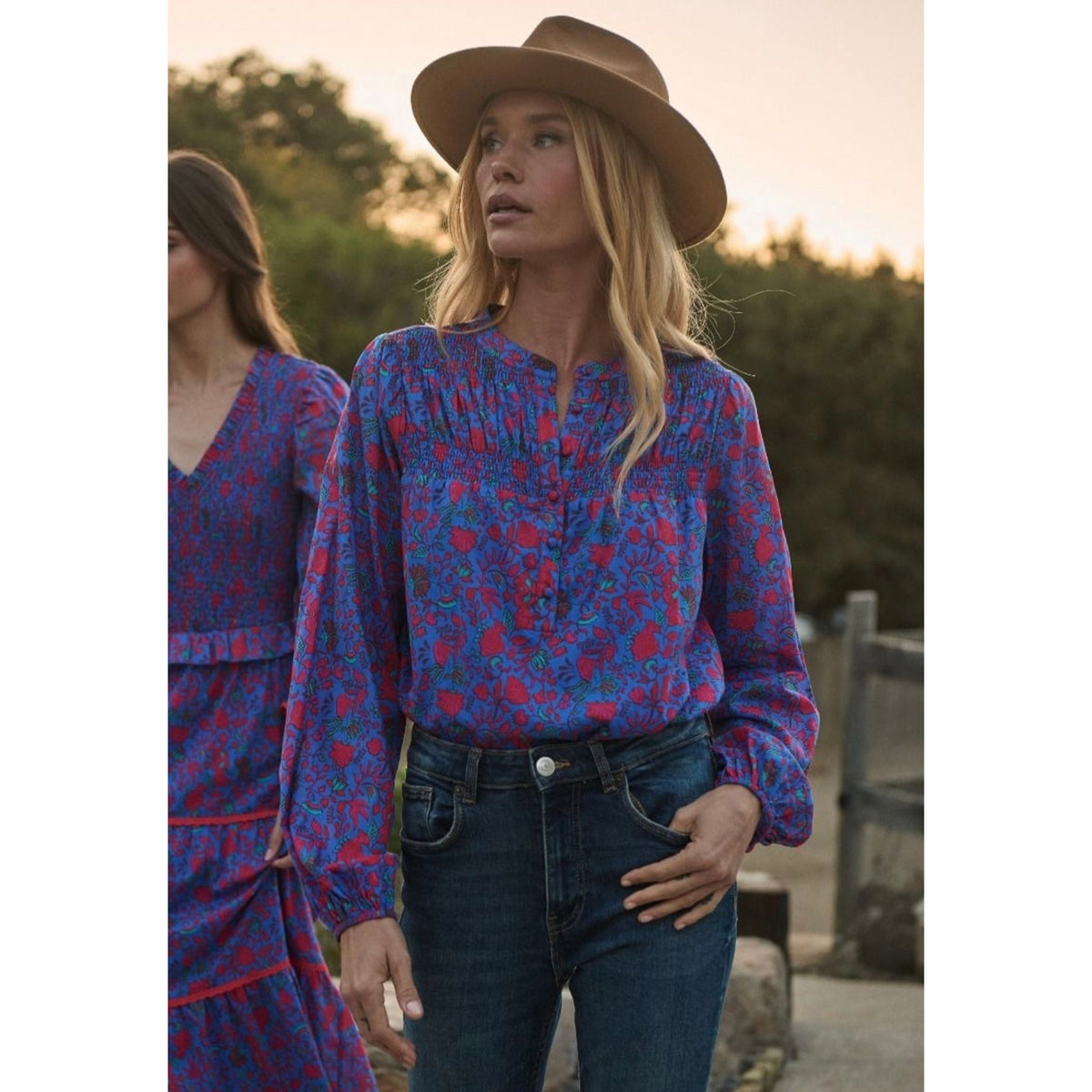 Sugarlips Tanya Floral Katara Smocked Top