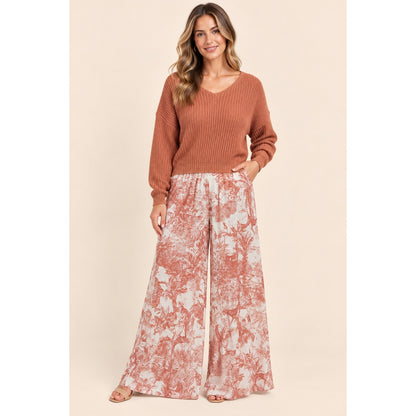 Scandal Italy Pink and Cream Wide Leg Micah Pants