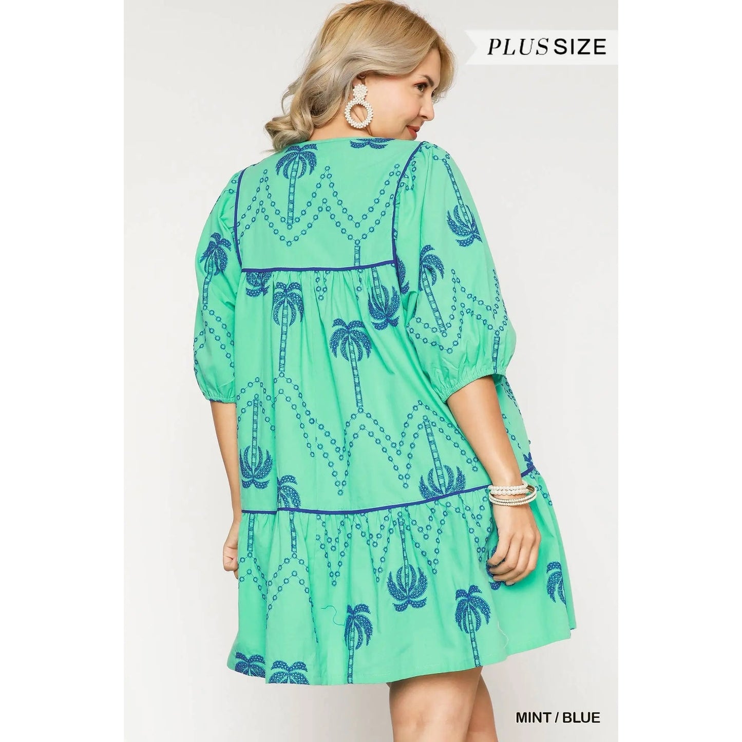 Umgee Boho Embroidered Babydoll Dress - Plus