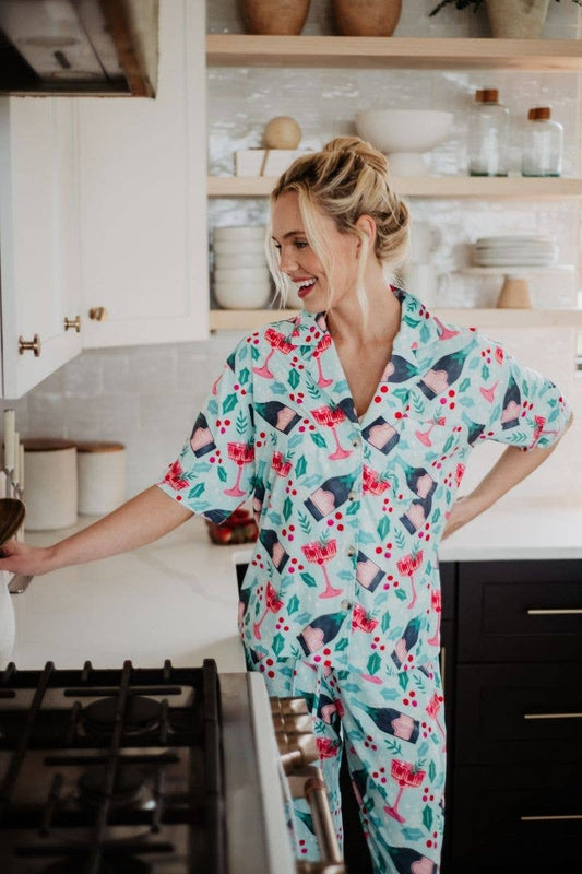Katydid Champagne, Coupes & Holly Holiday PJs