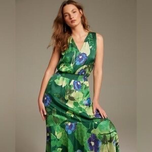 White House Black Market Satin Floral Dress