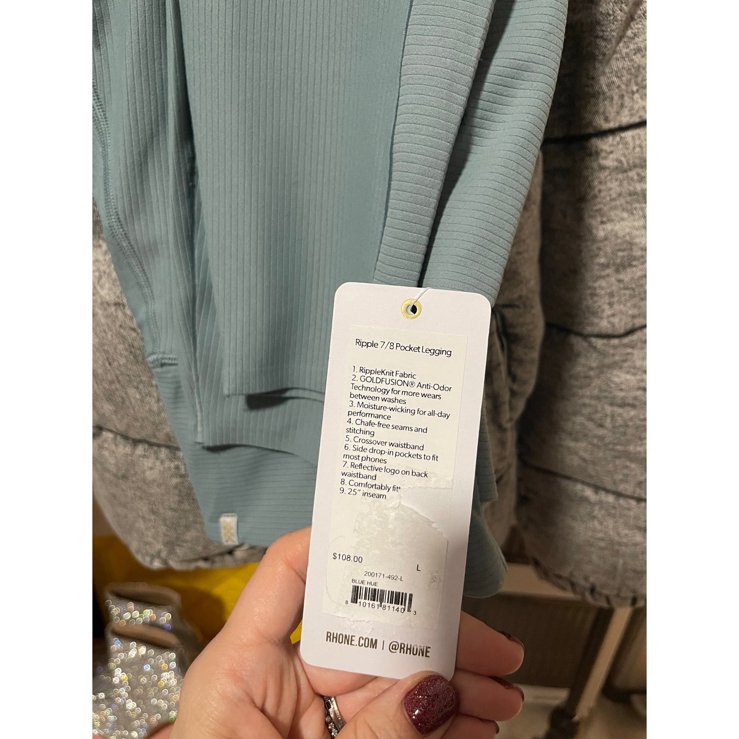 Rhone Blue Ripple 7/8 Pocket Legging