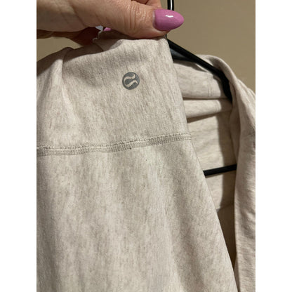 Lululemon Athletica Wrap Top, Womens 4, Beige Cotton Criss-Cross Front Long Sleeve