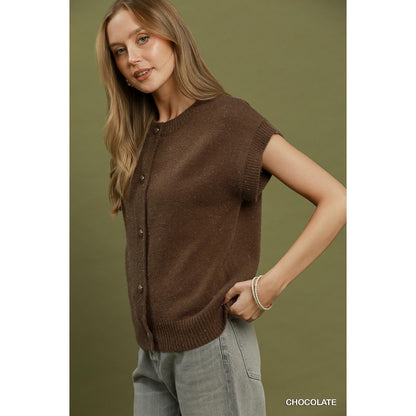 Umgee Sleeveless Button-Front Sweater Vest