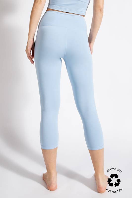 Sunday Morning Butter Soft Light Blue Capri Yoga Leggings