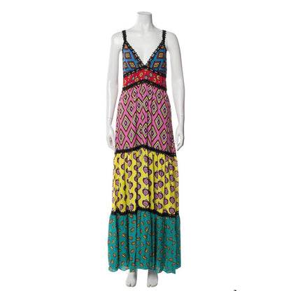 Alice + Olivia x Carla Kranendonk Multicolour Printed Crepe Paneled Maxi Dress
