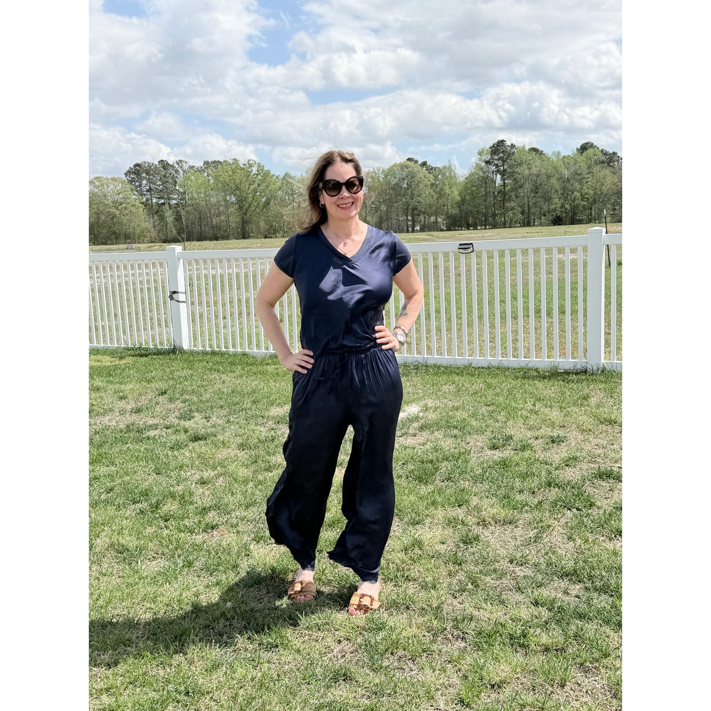 Scandal Italy Navy Lola Wide Leg pants