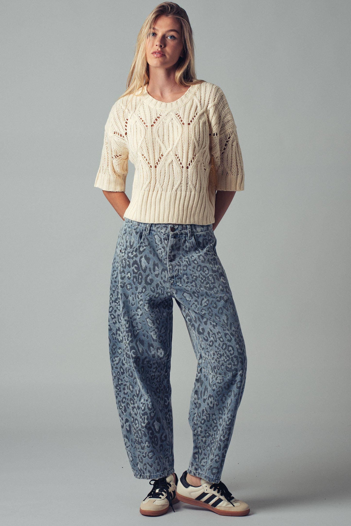 Urban Daizy Leopard Print Relaxed Straight Denim Pants