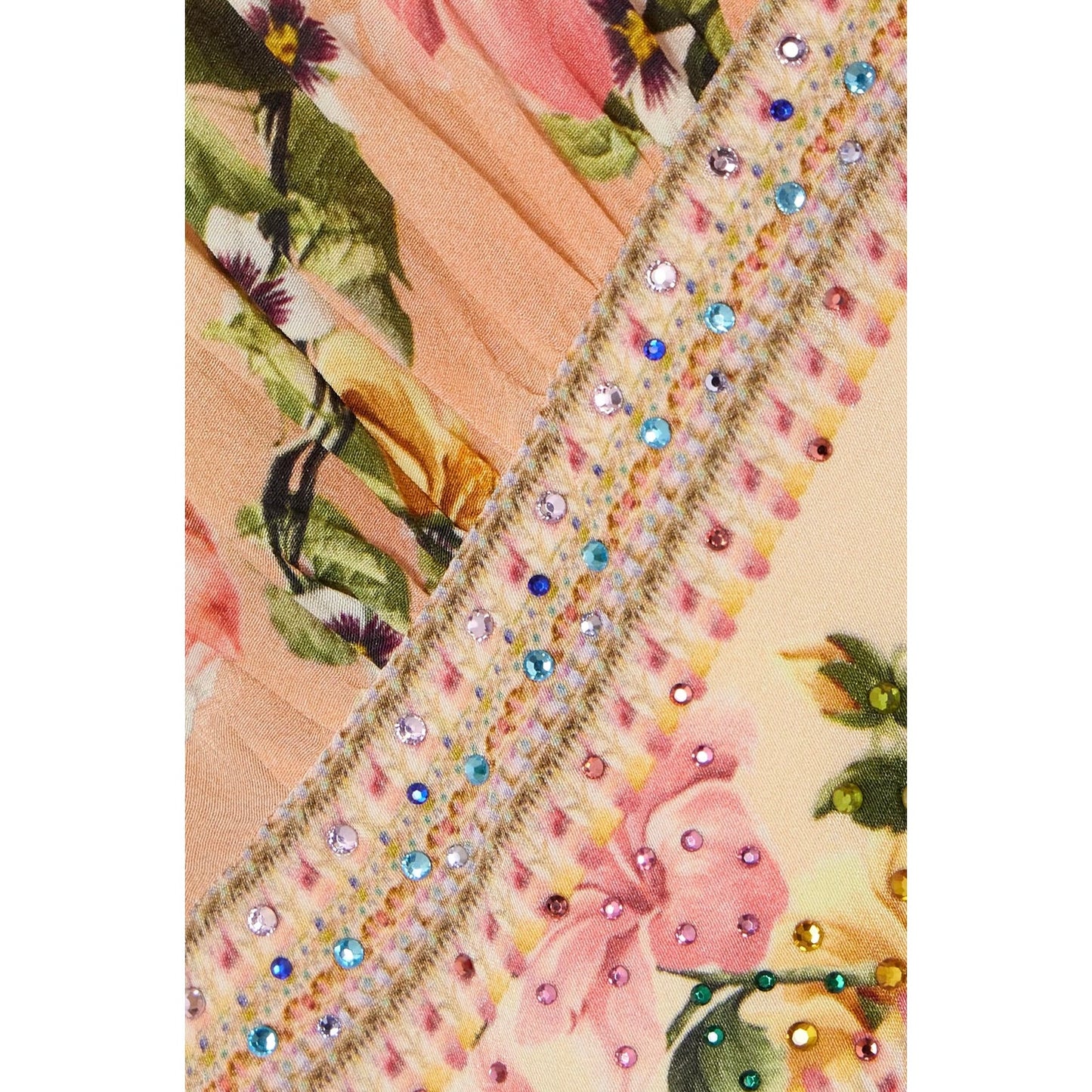 Camilla White Lotus Crystal-Embellished Silk/Satin Maxi Dress