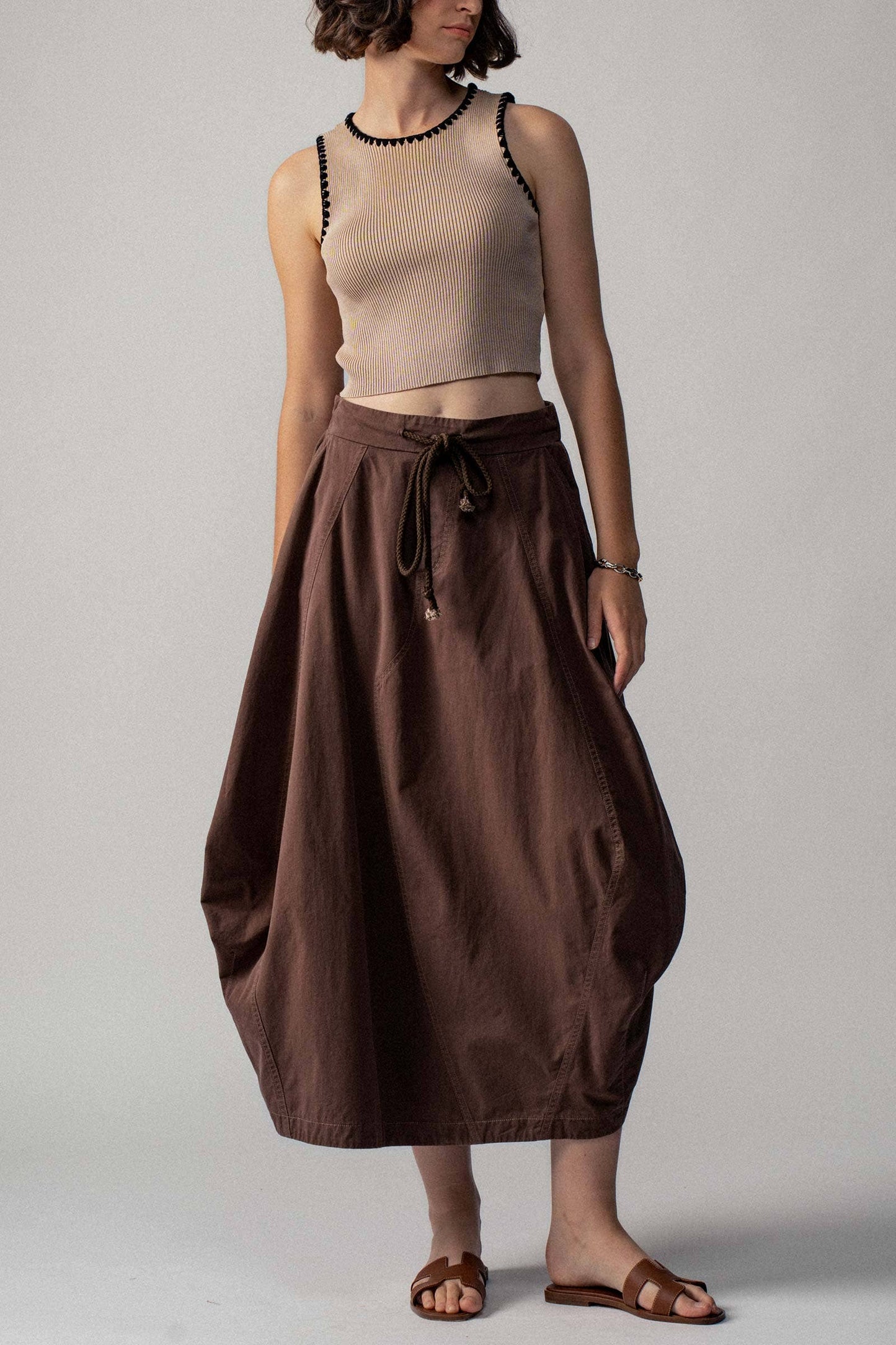 Urban Daizy Balloon Hem Drawstring Maxi Skirt