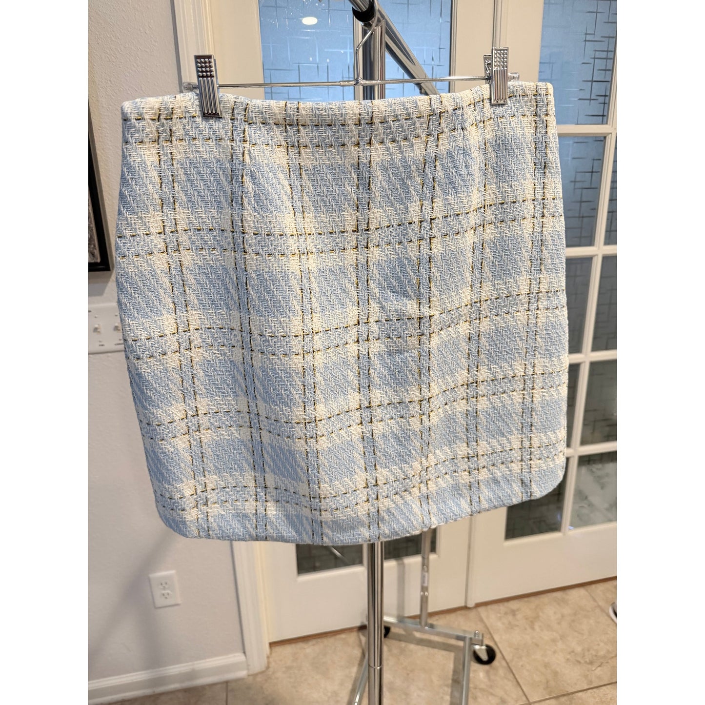 Vogue Vibes Inspired Two-Piece Blue Plaid cropped Blazer and Skirt