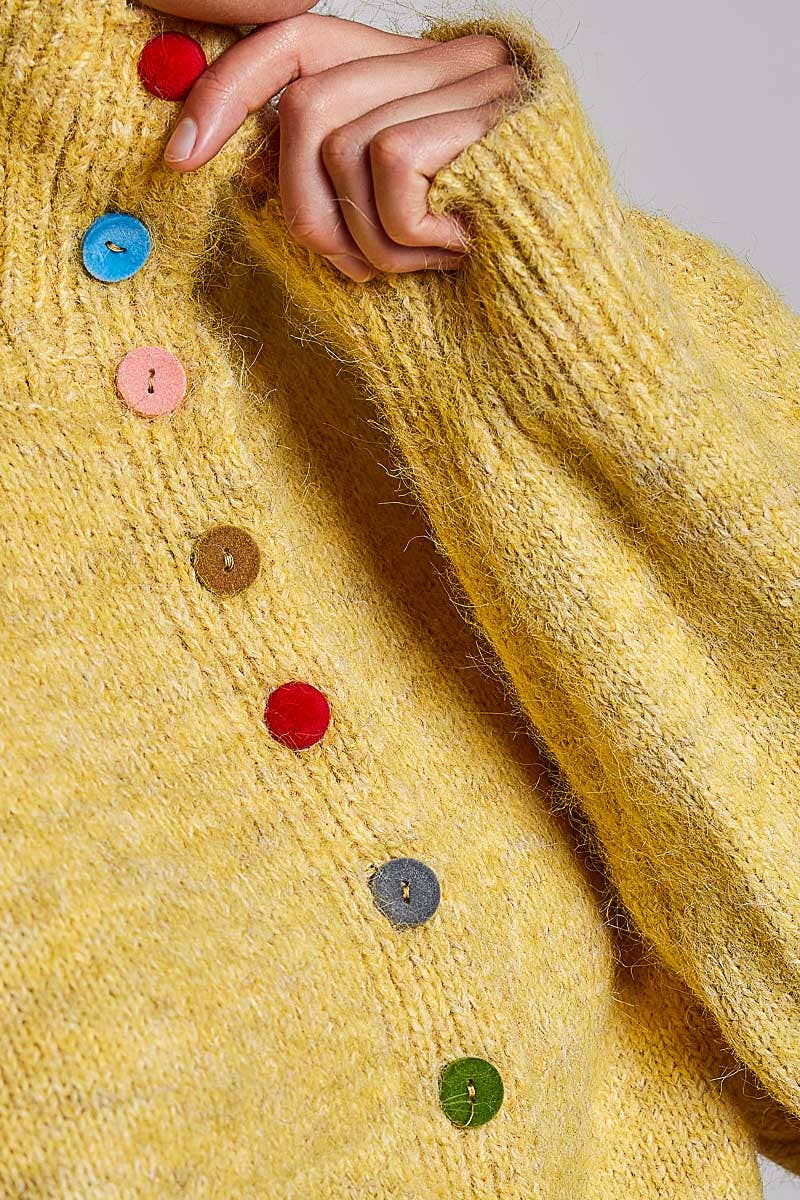 Pol Clothing - Chic Collar Button Knit Cardigan Cozy Oversized Sweater SALE