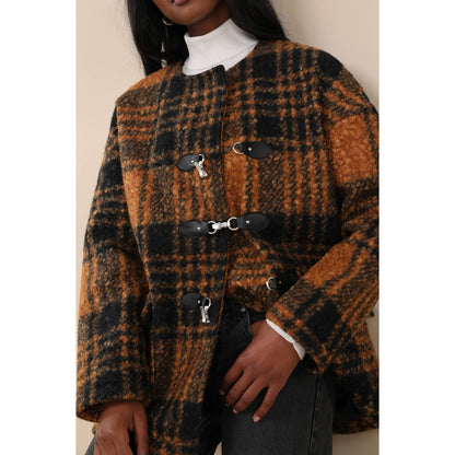 Native Youth Boucle Toggle Checked Jacket