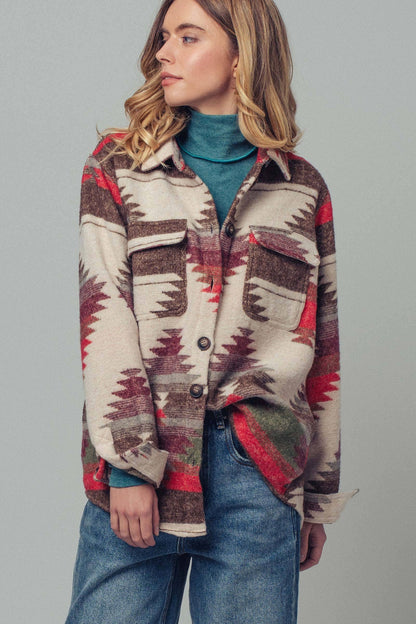 Urban Daizy Aztec Print Jacket - Western-Inspired, Relaxed Fit